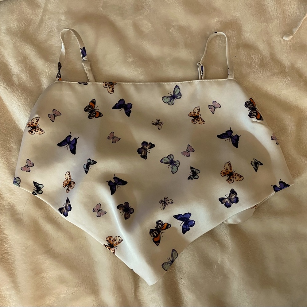 Large Forever 21 Bandana Style Crop Top with butterflies
